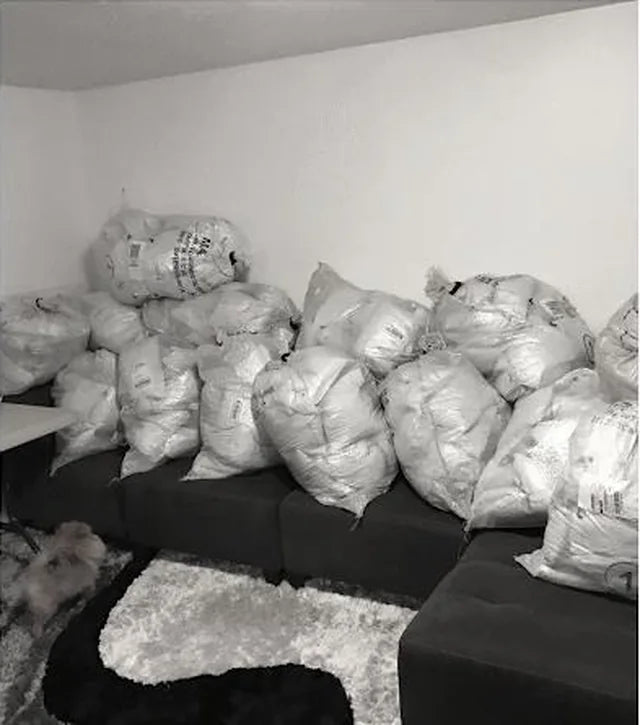 Bagged orders waiting for the post office run